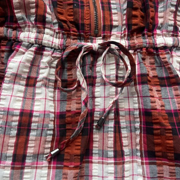 Torrid Plaid Seersucker Zip-Front Drawstring Waist Dress Womens Size 1/1X NWT - Picture 6 of 10